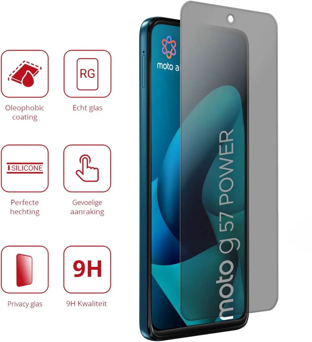 Rosso Privacy Screen Protector Motorola Moto G57 Power - 9H Glas - 1 Stuk