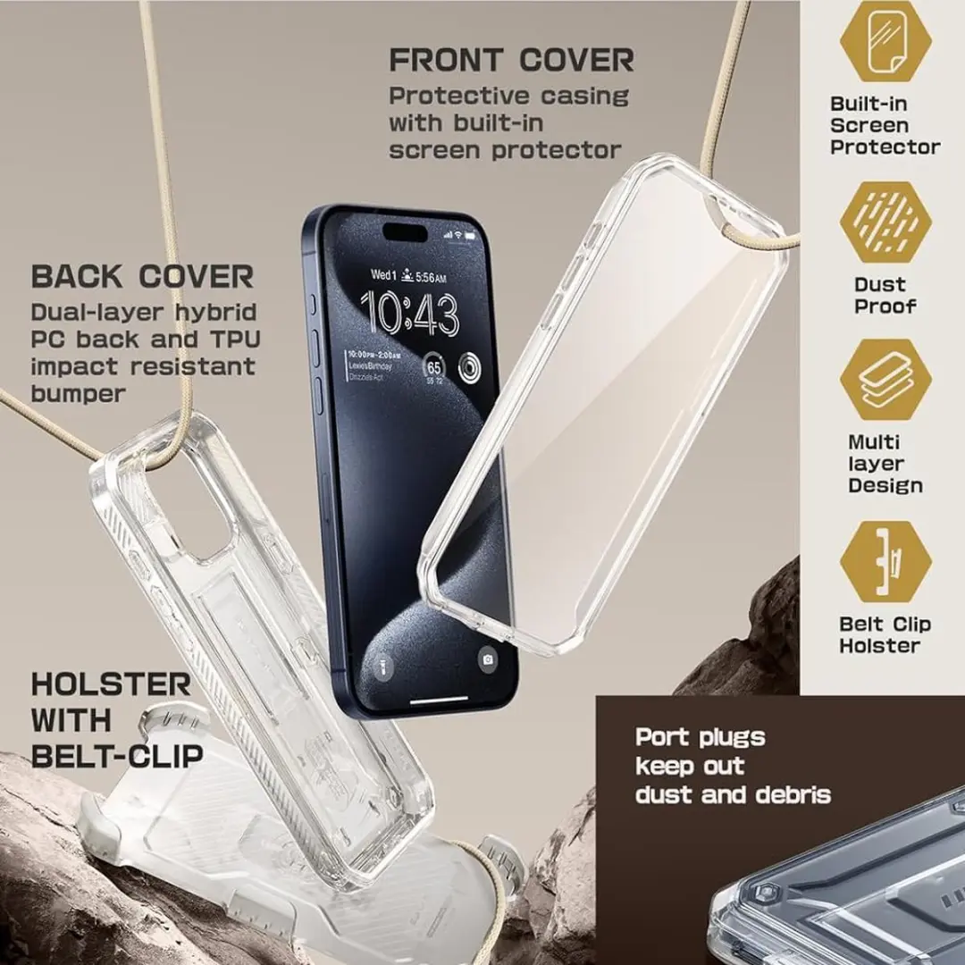 Supcase i-Blason Unicorn Beetle Pro UB Pro iPhone 15 Pro Hoes - Transparant