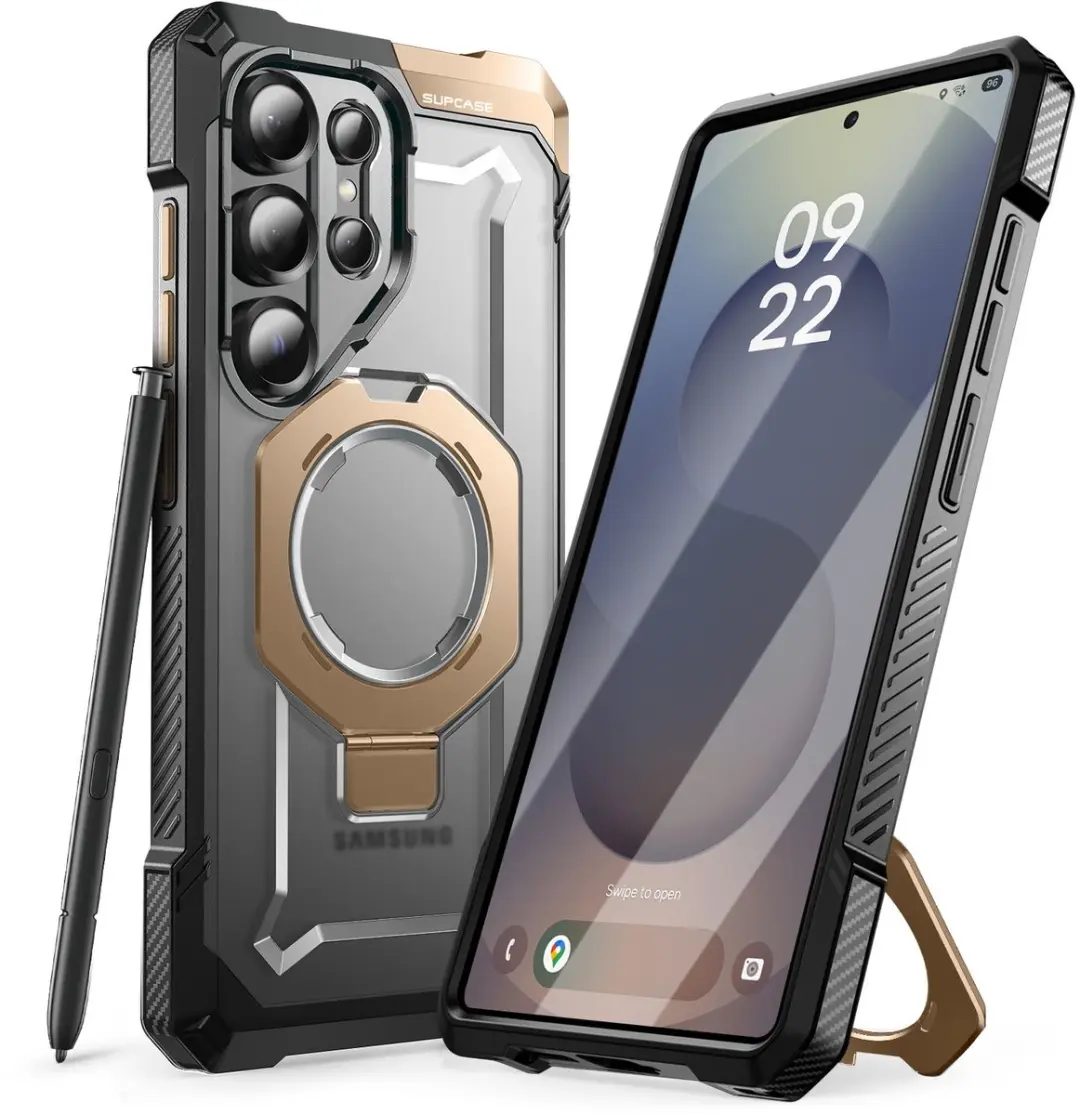 Supcase Unicorn Beetle Grip BACK-SPC-GRIP-GD-S25U Hoesje - Samsung Galaxy S25 Ultra - Goud
