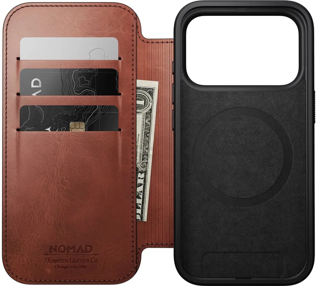 NOMAD Horween Lederen Folio iPhone 17 Pro - 3 Stuks - Bruin - afbeelding 5 van 6