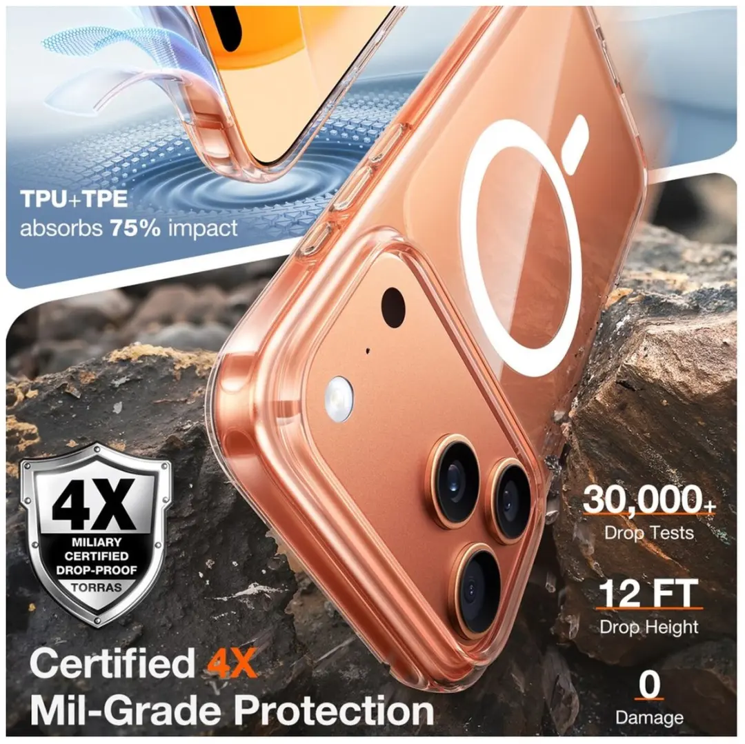Torras Guardian Magnetic Hoesje iPhone 17 Pro - Transparant - afbeelding 6 van 6