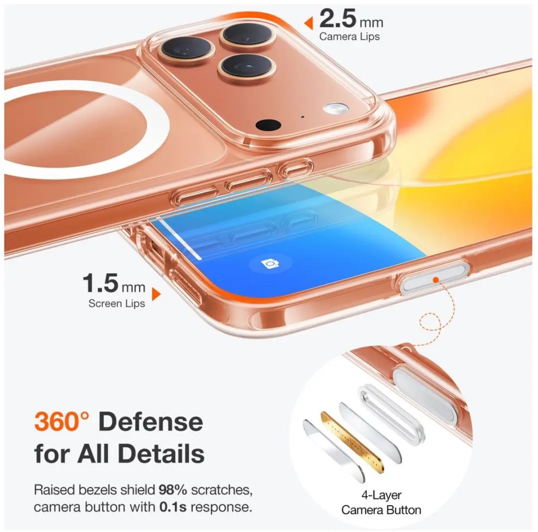 Torras Guardian Magnetic Hoesje iPhone 17 Pro - Transparant