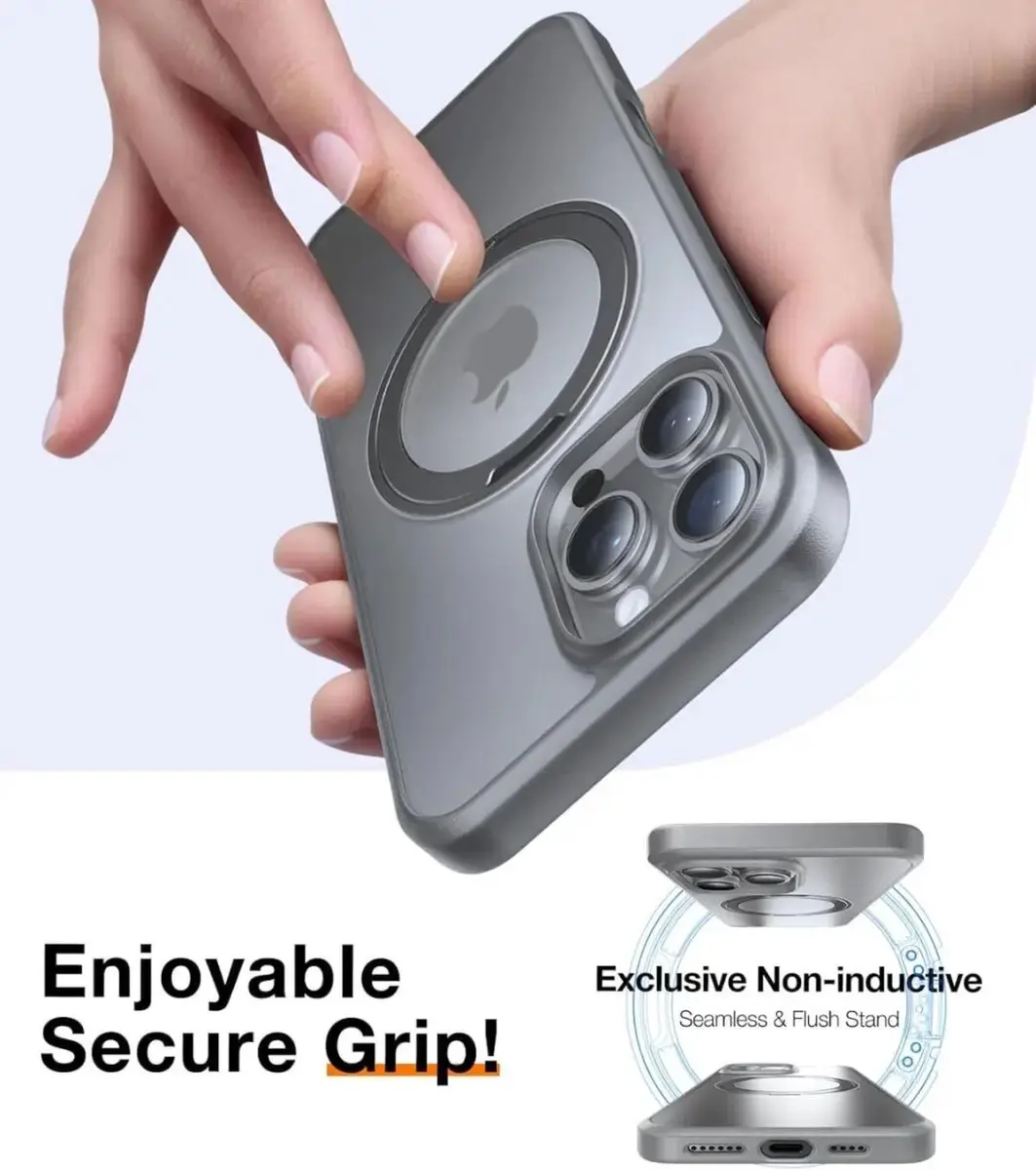 Torras UPro Ostand Pro Hoesje iPhone 16 Pro Max - Grijs - afbeelding 6 van 6