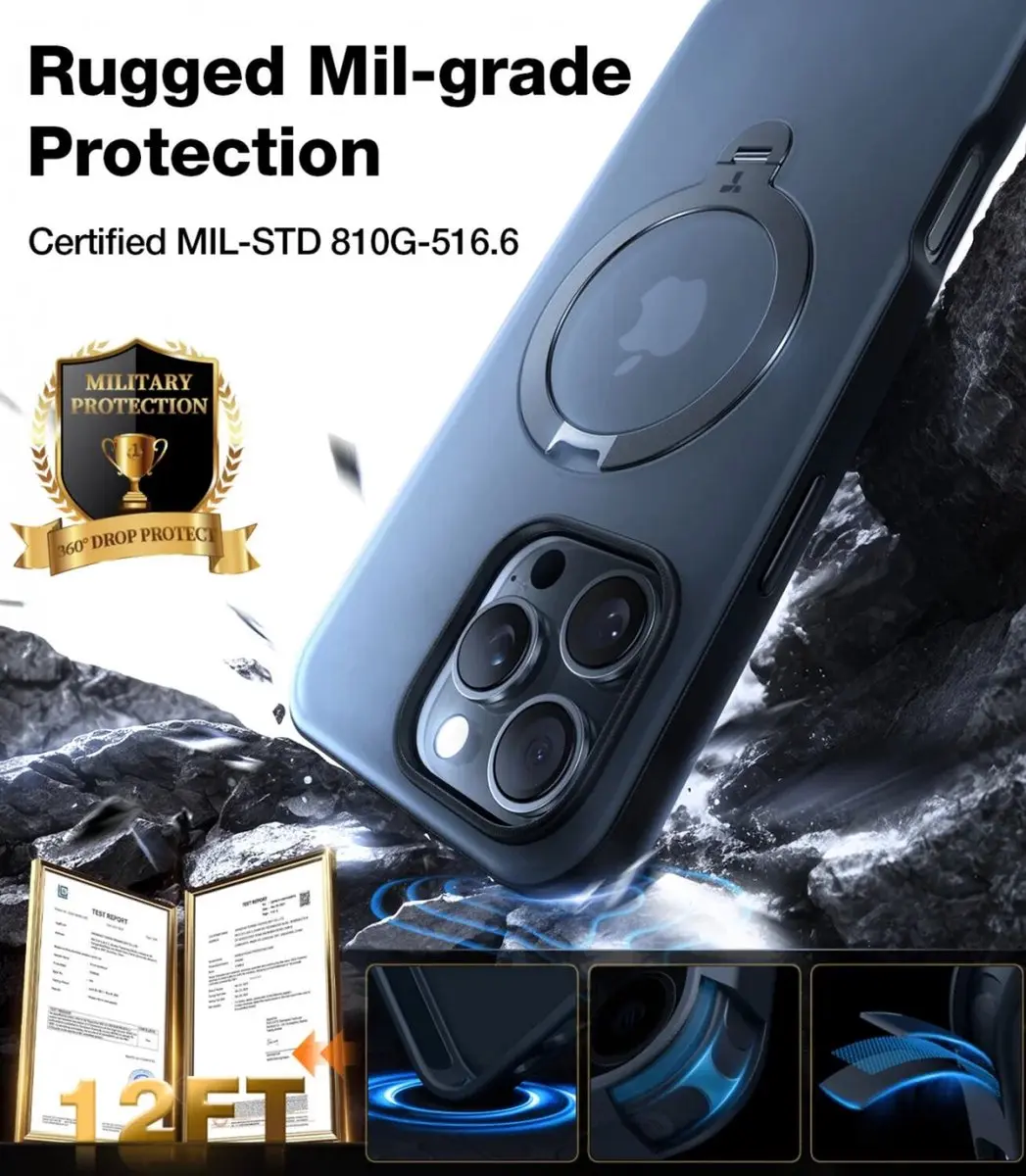 Torras UPro Ostand Spin Hoesje iPhone 16 Pro Max - MagSafe - Zwart