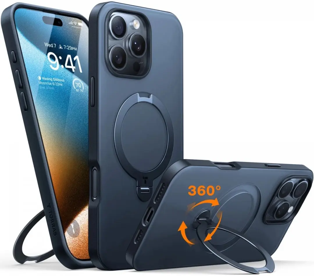 Torras UPro Ostand Spin Hoesje iPhone 16 Pro Max - MagSafe - Zwart