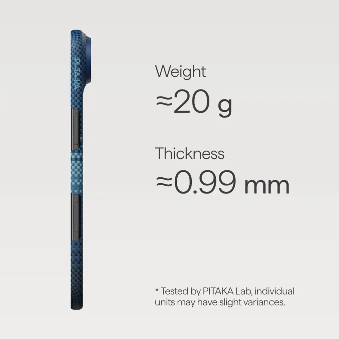 Pitaka Ultra-Slim Hoesje iPhone Air - 600D Aramidevezel - Moonrise Blauw - MagSafe