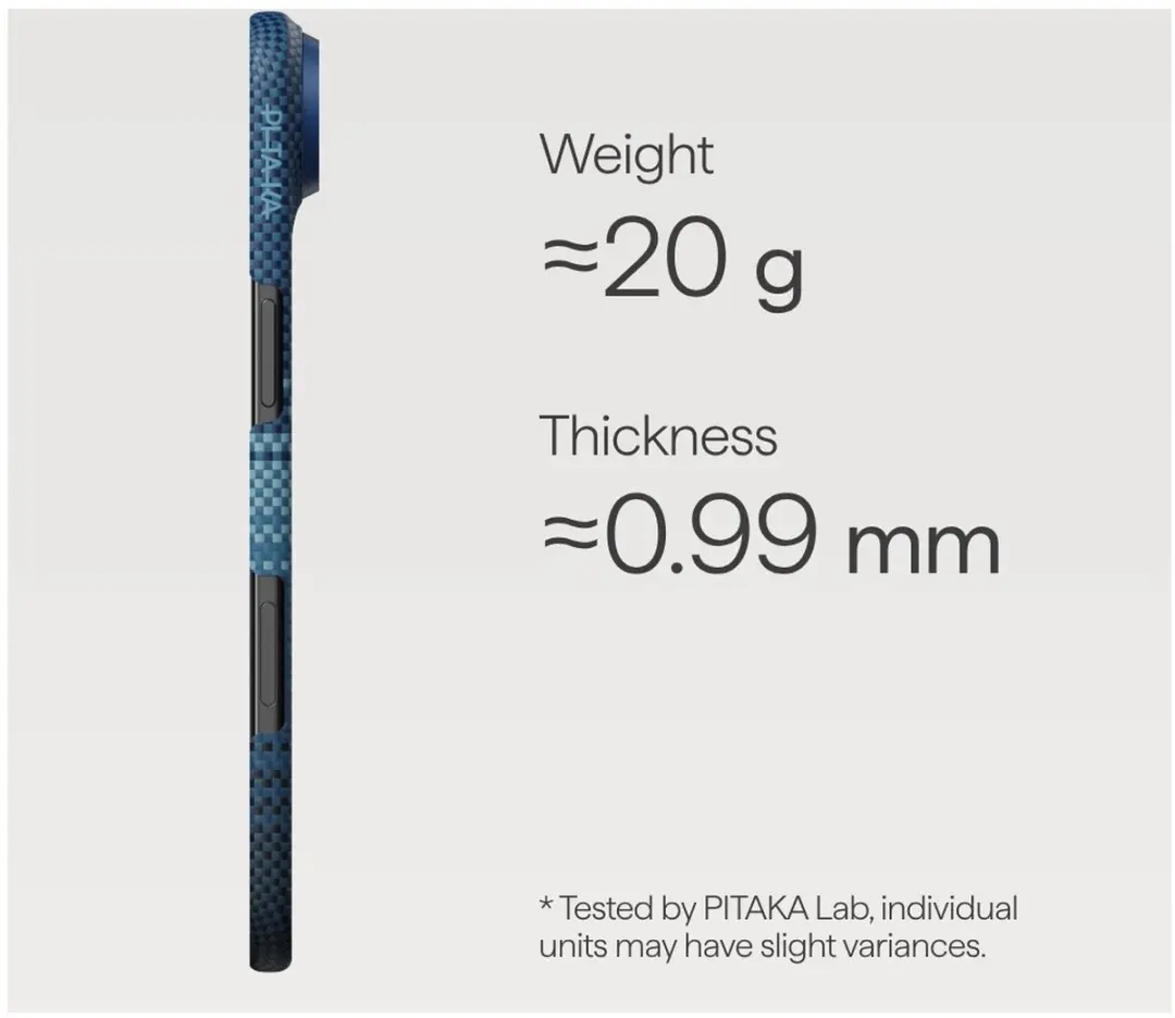 Pitaka Ultra-Slim Hoesje iPhone Air - 600D Aramidevezel - Moonrise Blauw - MagSafe
