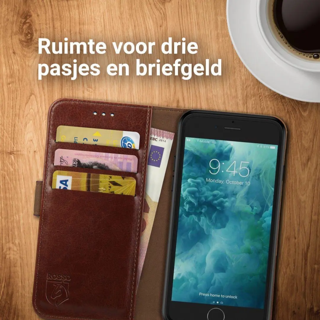 Rosso Element Hoesje iPhone 7/8 - 3 Pasjes - Bruin
