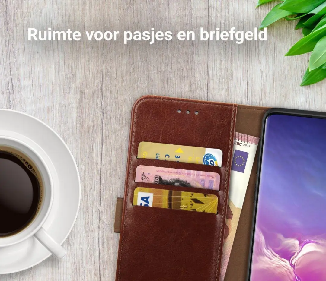 Rosso Element Book Case Wallet Samsung Galaxy S10 - 3 Pasjes - Bruin