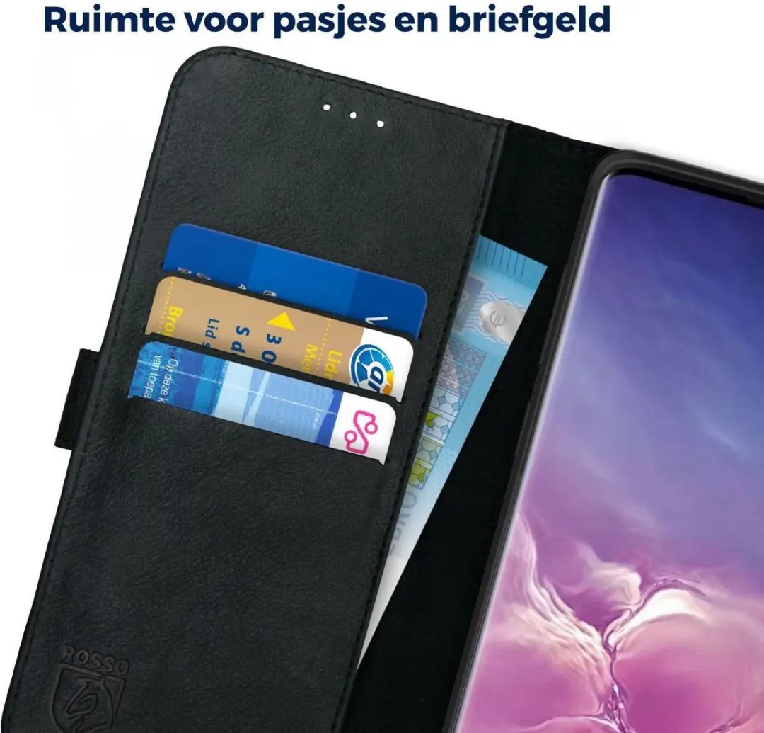 Rosso Deluxe Book Case Samsung Galaxy S10 Plus - 3 Pasjes - Zwart