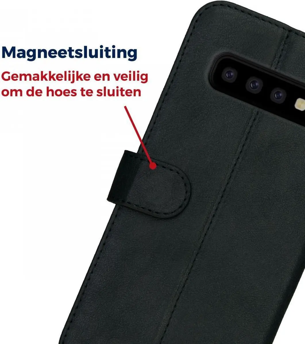 Rosso Deluxe Book Case Samsung Galaxy S10 Plus - 3 Pasjes - Zwart - afbeelding 6 van 6