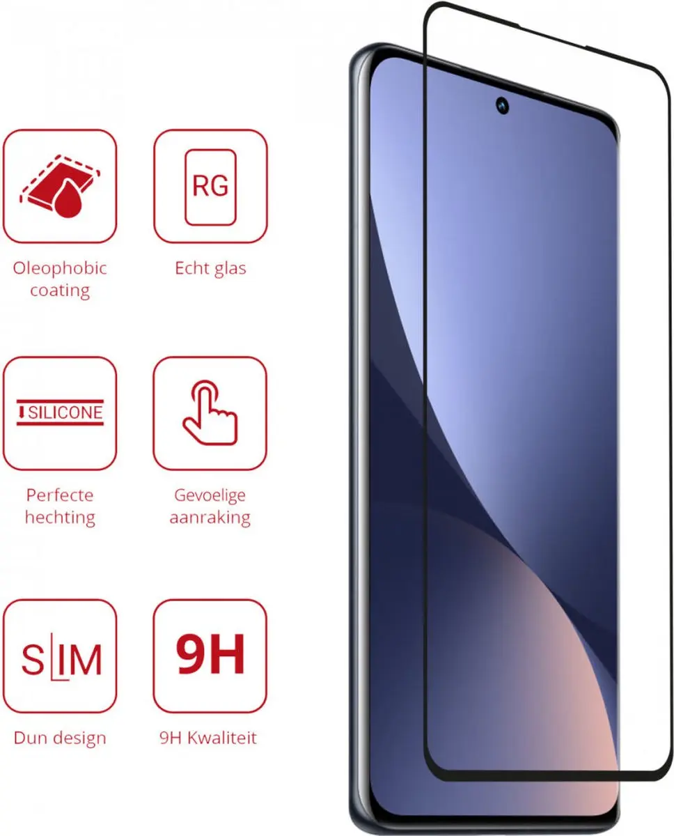 Rosso Xiaomi 12/12X 9H Tempered Glass Schermbeschermer - Zwart - afbeelding 4 van 6
