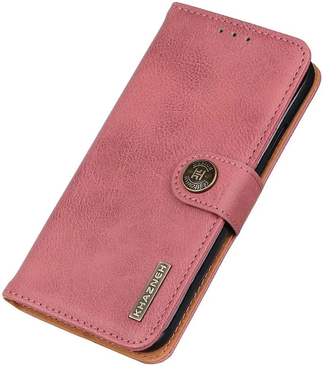 Khazneh Hoesje Portemonnee Book Case iPhone 14 Pro Max - Roze