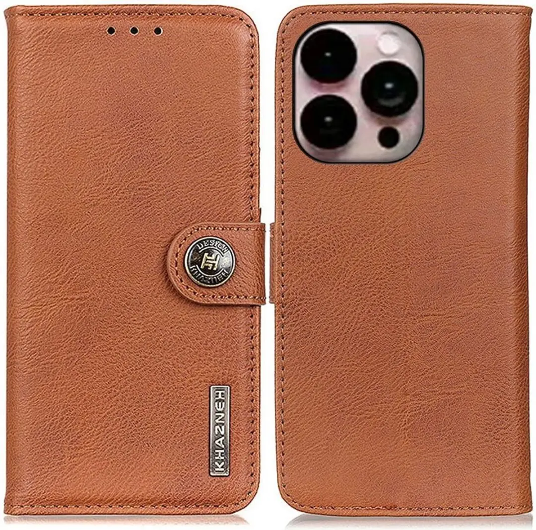 Khazneh Hoesje iPhone 14 Pro Max - 3 Pasjes - Bruin