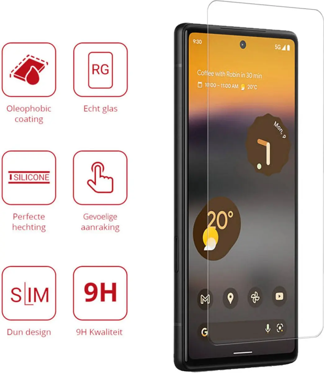 Rosso 9H Tempered Glass Screen Protector Google Pixel 6a - afbeelding 3 van 4