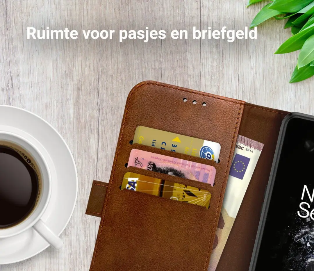 Rosso Element Book Case Wallet OnePlus 10T - 3 Pasjes - Bruin
