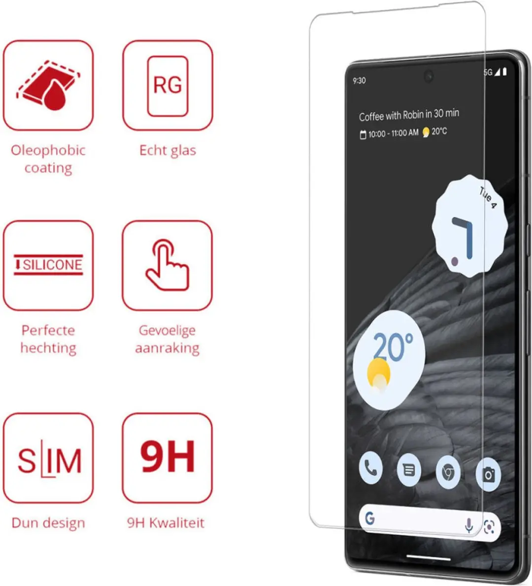 Rosso 9H Tempered Glass Screen Protector Google Pixel 7 Pro - afbeelding 6 van 6