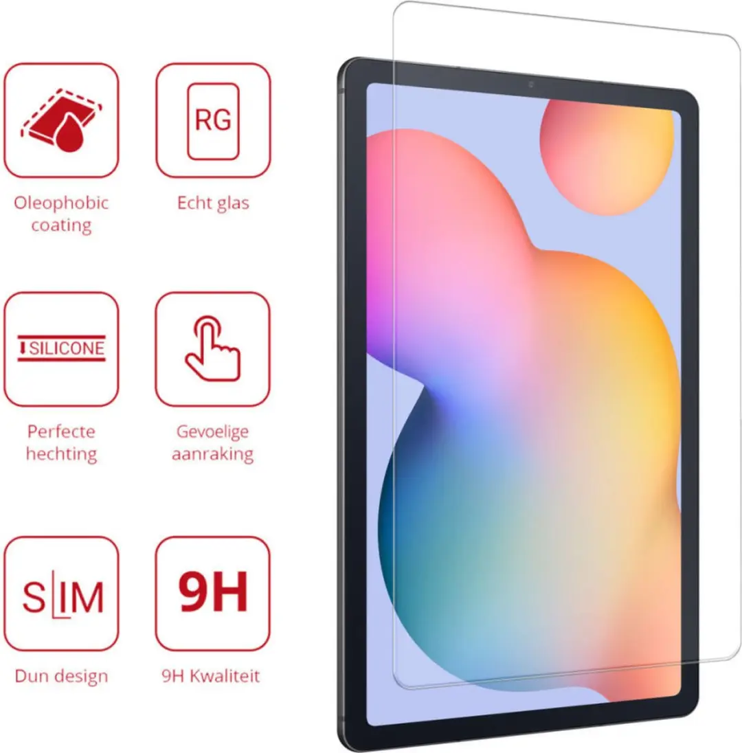 Rosso 147181 Glasbeschermer Samsung Galaxy Tab S6 Lite - 9H Transparant/Red