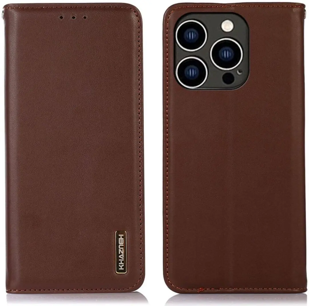 Khazneh iPhone 15 Pro Hoesje RFID - Bruin