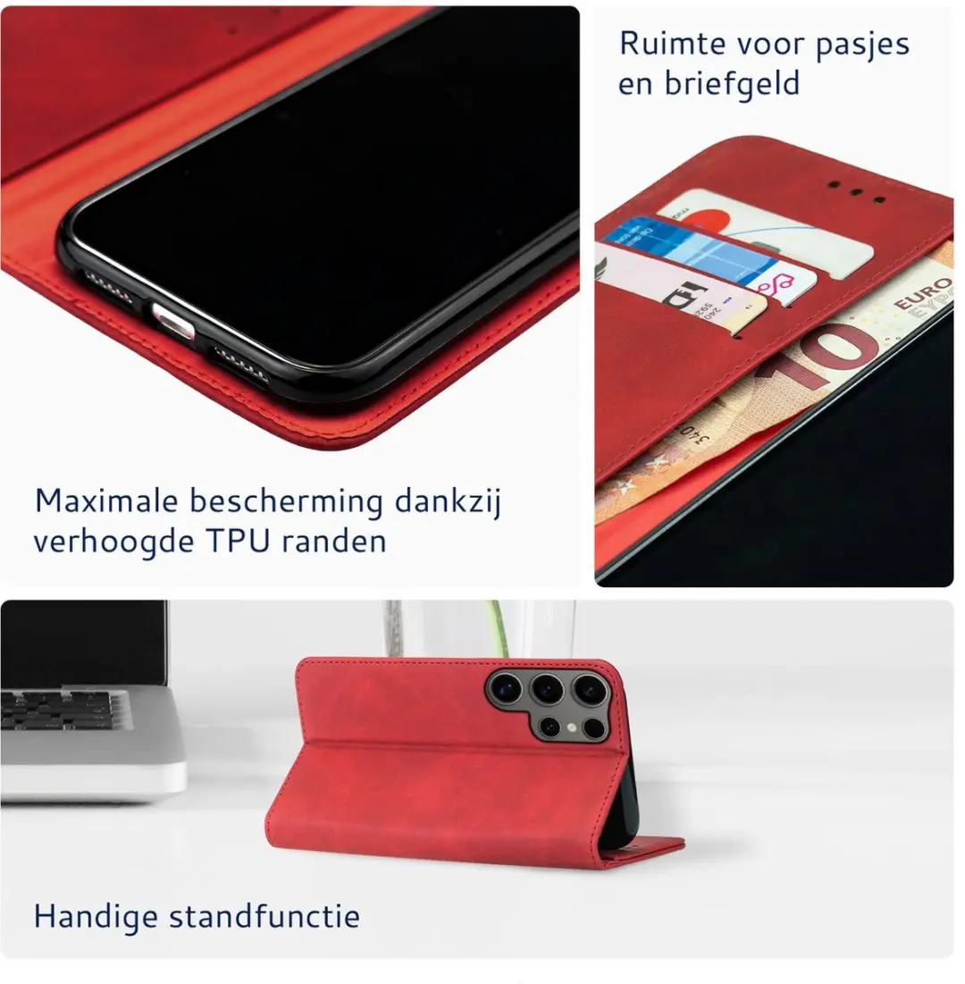 Rosso Element Book Case Wallet 177389 - Samsung Galaxy S24 Ultra - 3 Pasjes - Rood