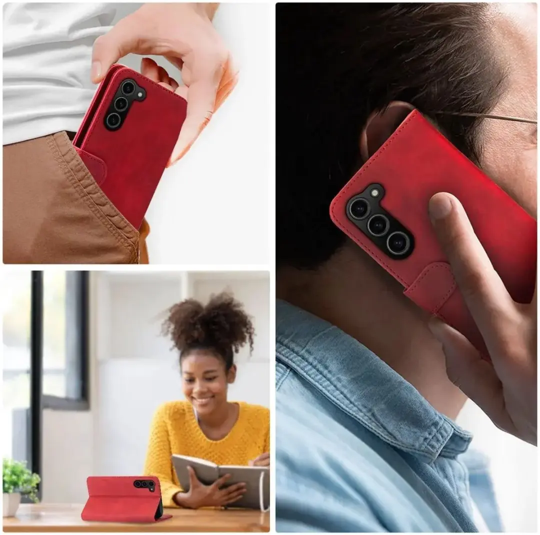 Rosso Element Book Case Wallet Samsung Galaxy S24 Plus - 3 Pasjes - Rood