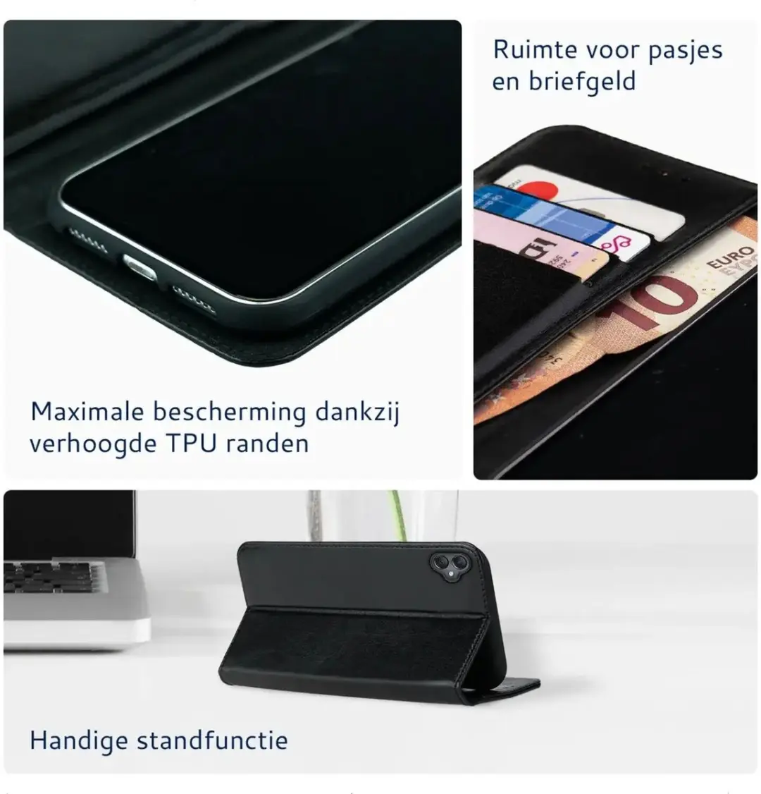 Rosso Element Book Case Wallet Samsung Galaxy A05 - 3 Pasjes - Zwart