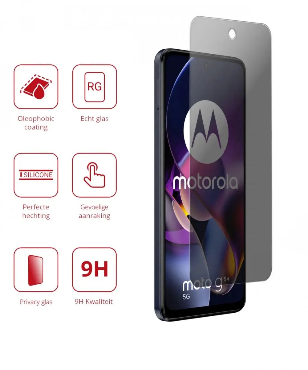 Rosso 9H Privacy Schermbeveiliging Motorola Moto G54 - 1 Stuk