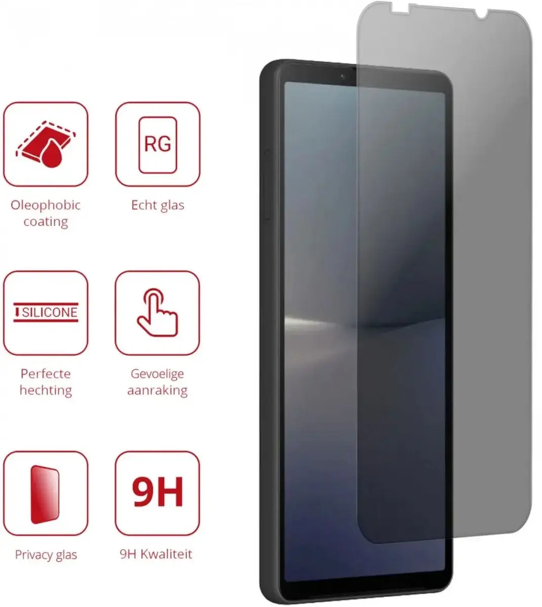 Rosso Privacy Screen Protector Sony Xperia 10 V - 9H Glas
