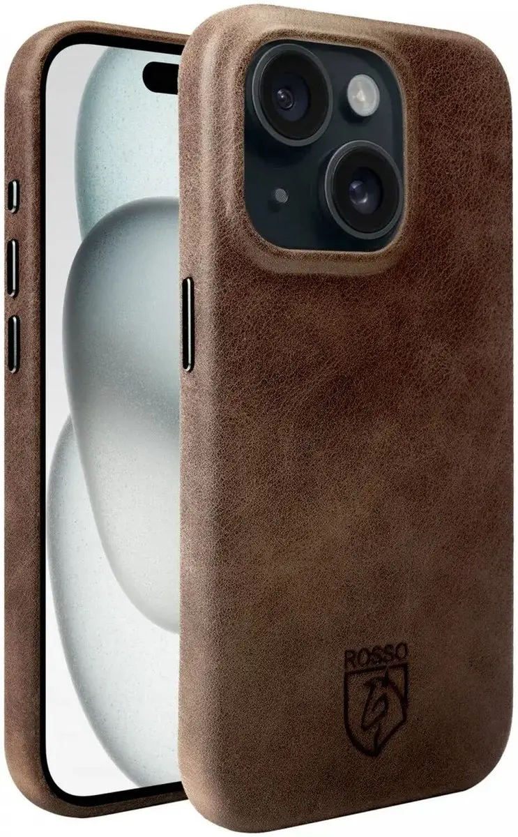 Rosso Elite 185759 Hoesje iPhone 15 - Echt Leer - Bruin
