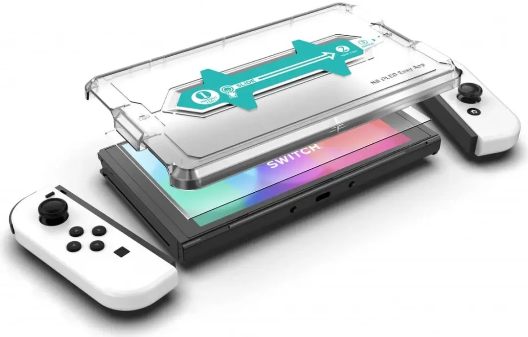 Rosso Screenprotector Nintendo Switch OLED - 9H Tempered Glas - Transparant/Wit
