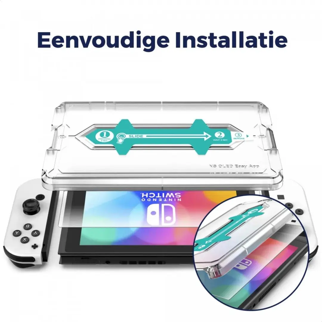 Rosso Screenprotector Nintendo Switch OLED - 9H Tempered Glas - Transparant/Wit