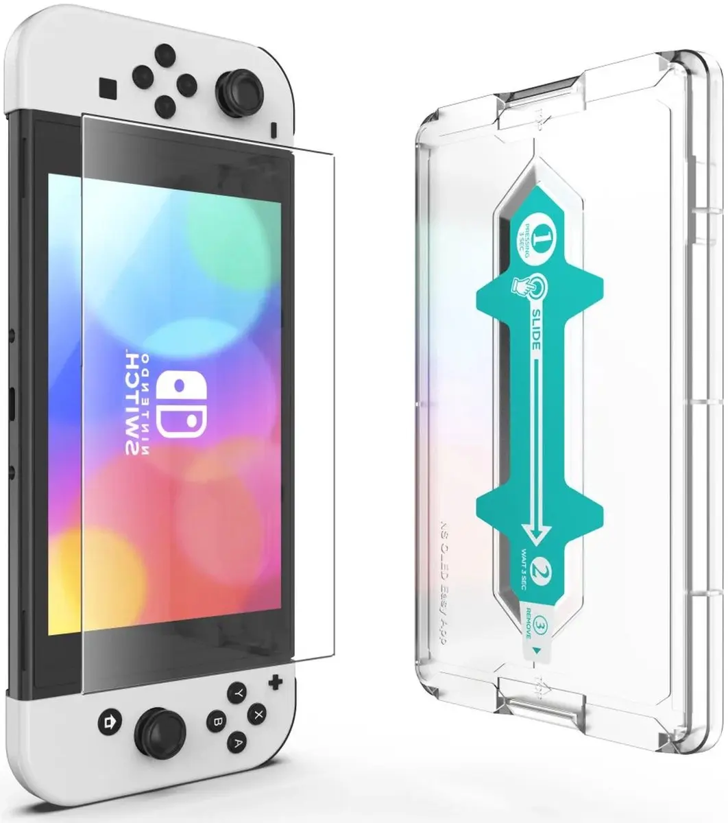 Rosso Screenprotector Nintendo Switch OLED - 9H Tempered Glas - Transparant/Wit