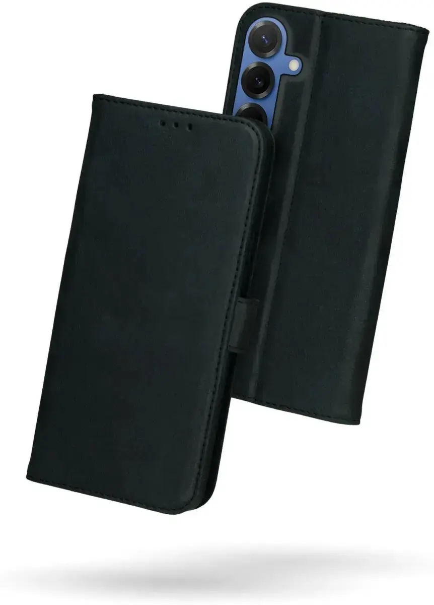 Rosso Deluxe Echt Leer Hoesje 203208 - Samsung Galaxy S25 - 3 Pasjes - Zwart