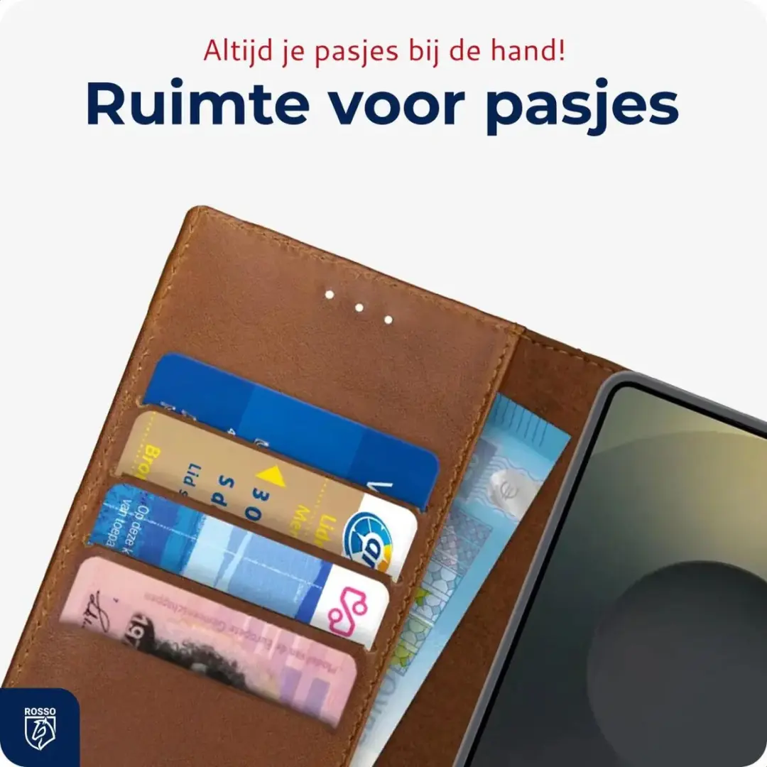 Rosso Deluxe Echt Leer Hoesje 203223 - Samsung Galaxy S25 Ultra - 3 Pasjes - Bruin