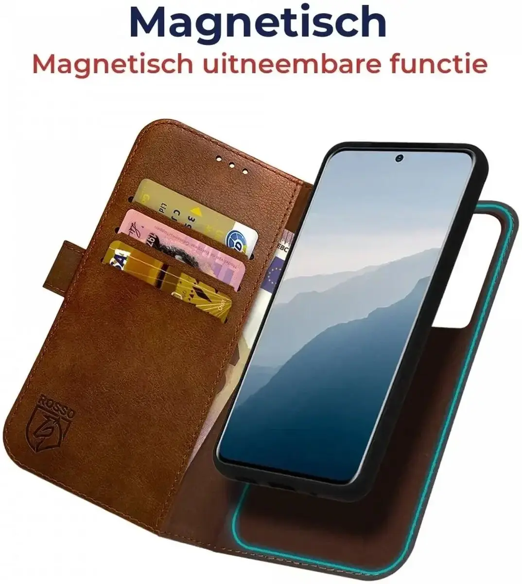 Rosso Element 203229 Hoesje Samsung Galaxy S25 - 3 Pasjes - Bruin