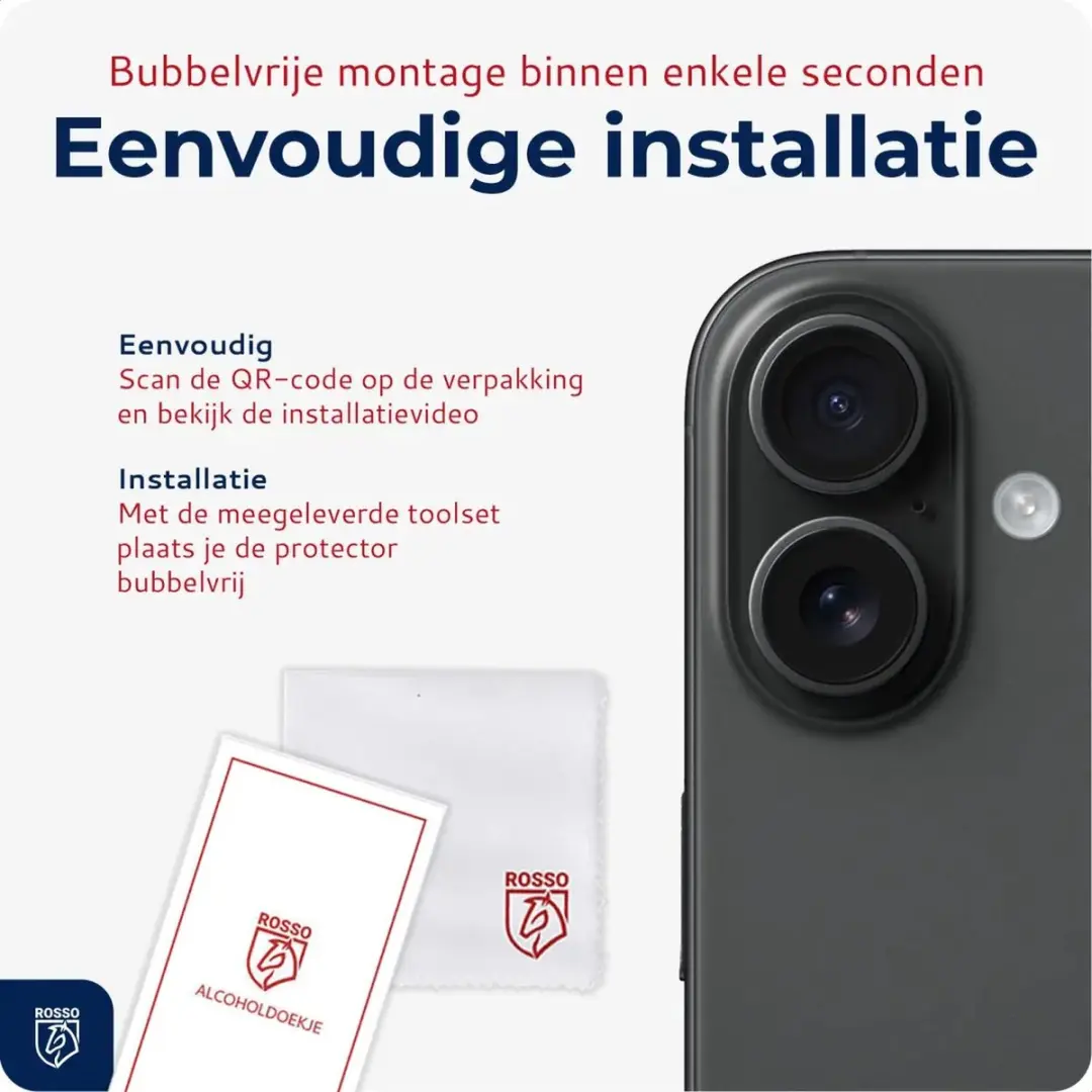Rosso Camera Protector iPhone 16/16 Plus - Ultra Dun Glas - Transparant