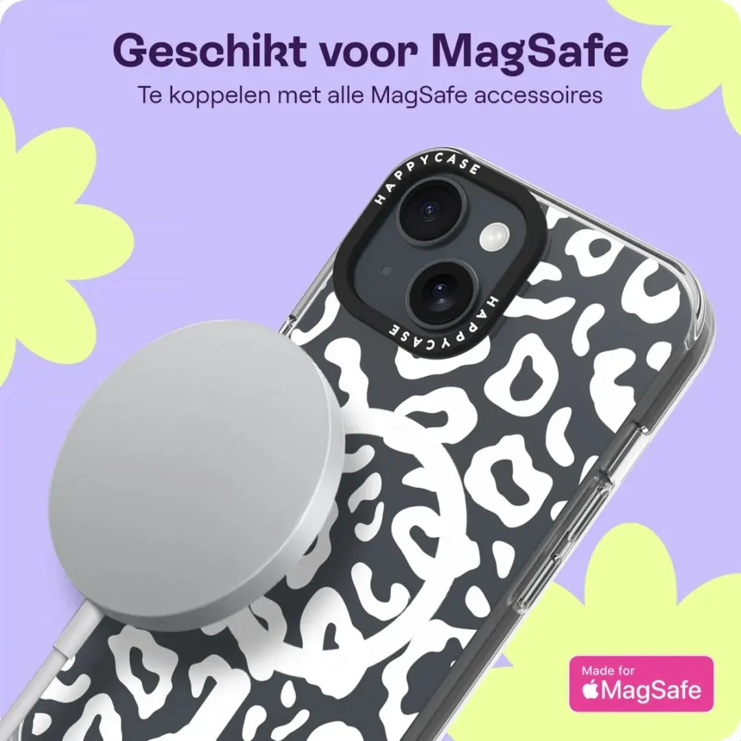 HappyCase Joy Hoesje Apple iPhone 13/14/16e/17e - MagSafe - Bloemen Wild Leopard Print