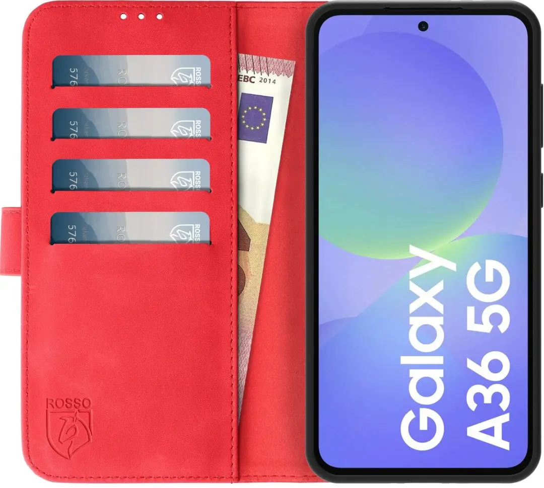 Rosso Element Wallet Book Case Samsung Galaxy A36 - 3 Pasjes - Rood