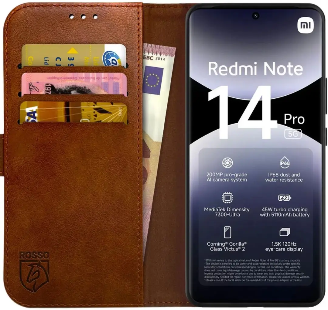 Rosso Element Wallet Book Case Xiaomi Redmi Note 14 Pro 5G
