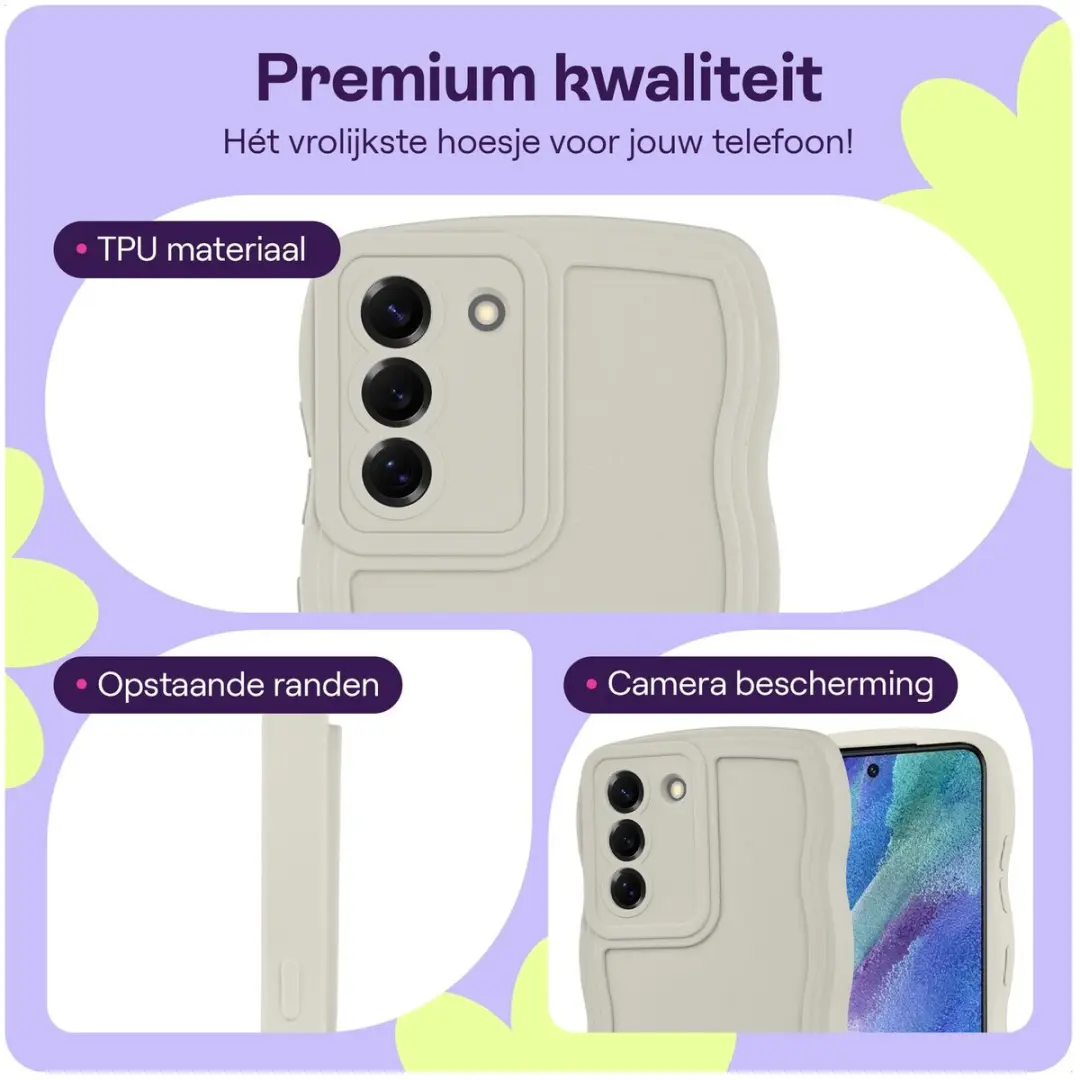 HappyCase Wavy Hoesje Samsung Galaxy S21 FE - Beige