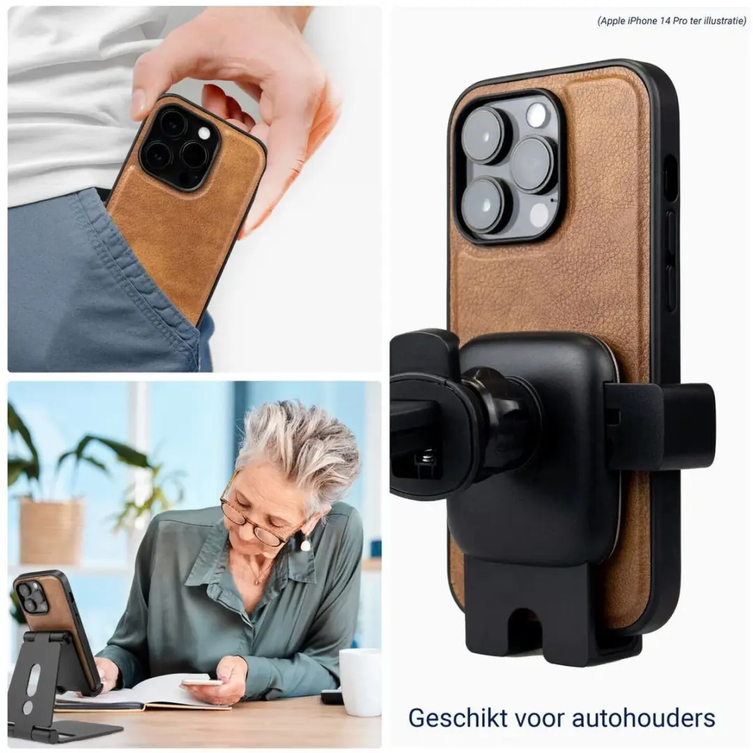 Rosso Element 218709 Hoesje iPhone 17 Pro - 3 Pasjes - Bruin - afbeelding 6 van 6
