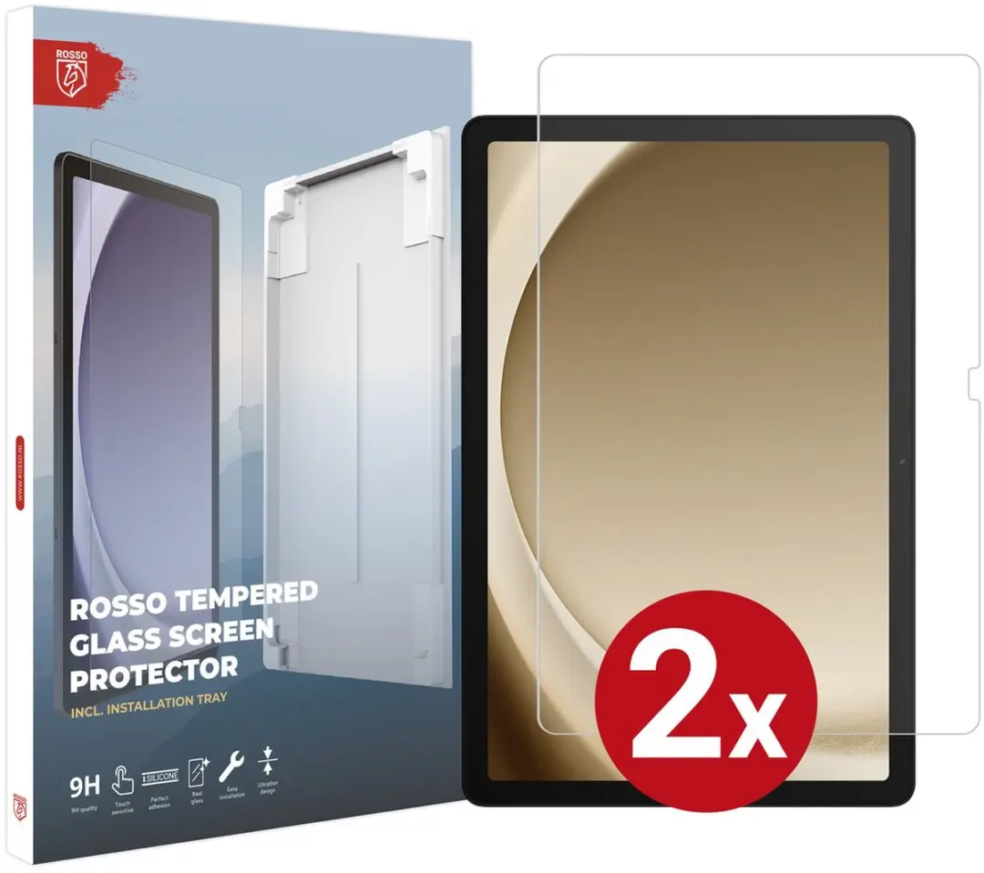 Rosso Screenprotector 244941 - 2 Stuks - Samsung Galaxy Tab A11/A9 Plus - 9H Glas - Transparant/Red