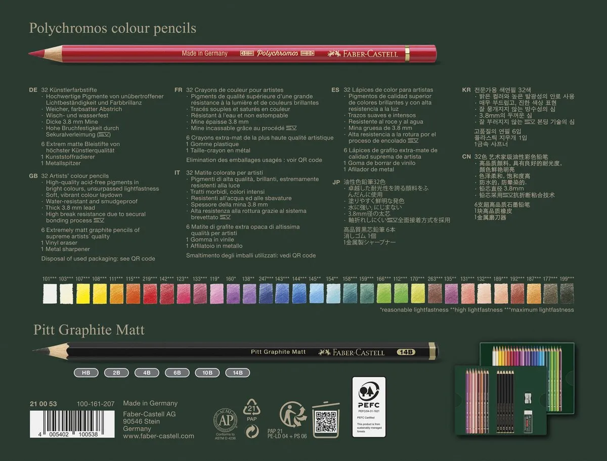 Faber-Castell Polychromos & Pitt Grafiet Mat Tekenset 40-delig