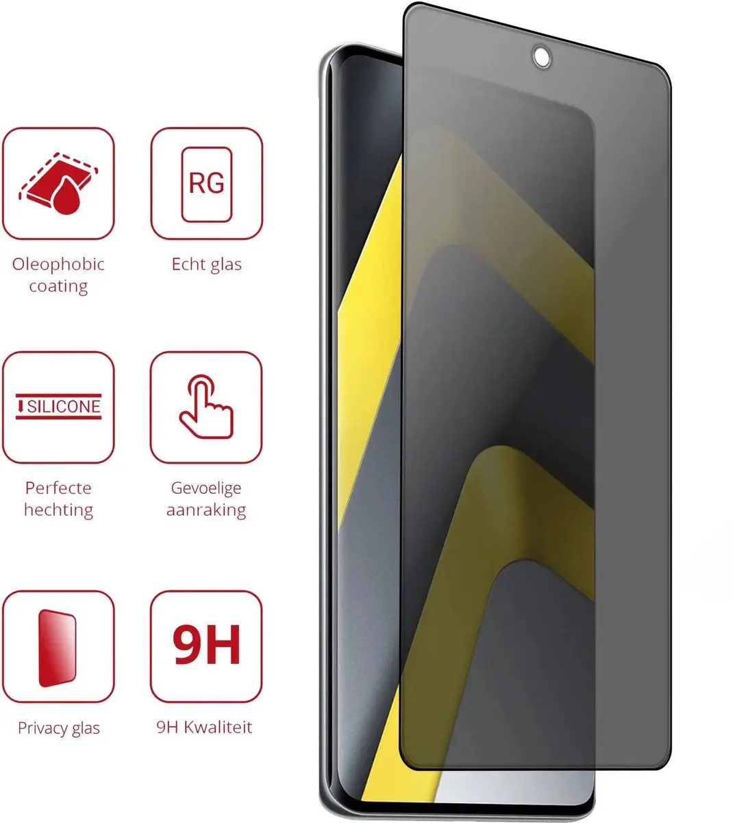 Rosso Privacy Screen Protector Xiaomi Poco M8 Pro 5G - 9H Glas - Case Friendly