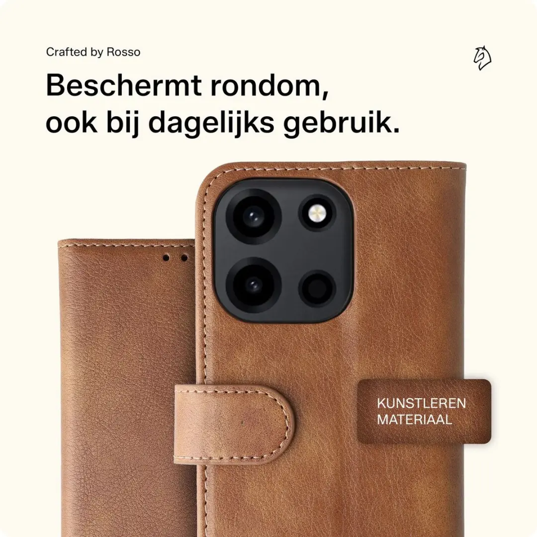 Rosso Element Wallet Book Case OnePlus Nord 6 - 3 Pasjes - Bruin - afbeelding 6 van 6