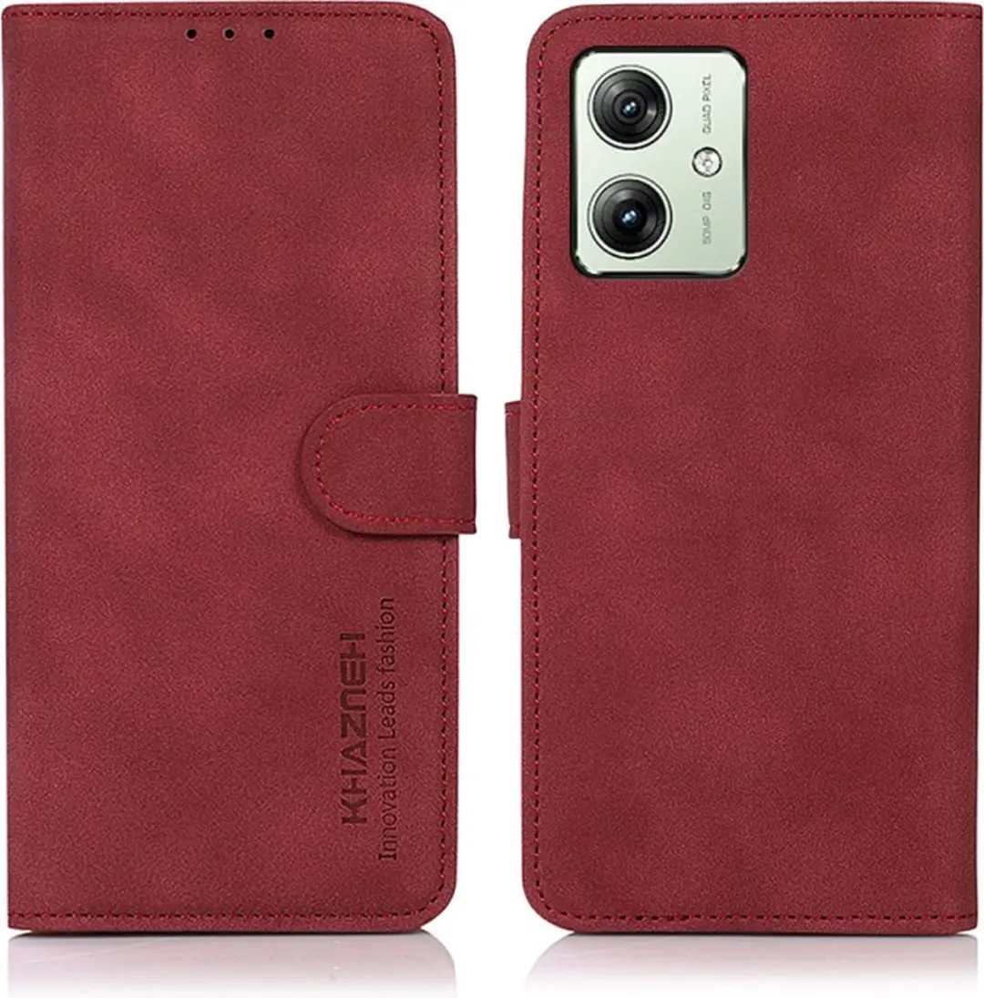 Luxe mat wijn donker rood agenda book case hoesje Motorola Moto G54 5G