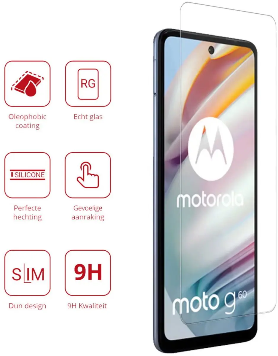 Rosso 9H Tempered Glass Screen Protector Motorola Moto G60 - 1 Stuk