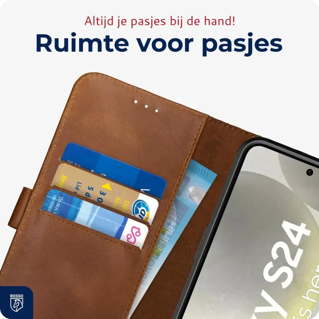 Rosso Deluxe Book Case Samsung Galaxy S24 - 3 Pasjes - Bruin