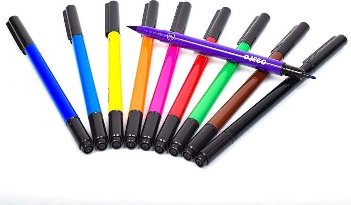 Djeco Tien Stuks Viltstiften Meerkleurig - Multicolor