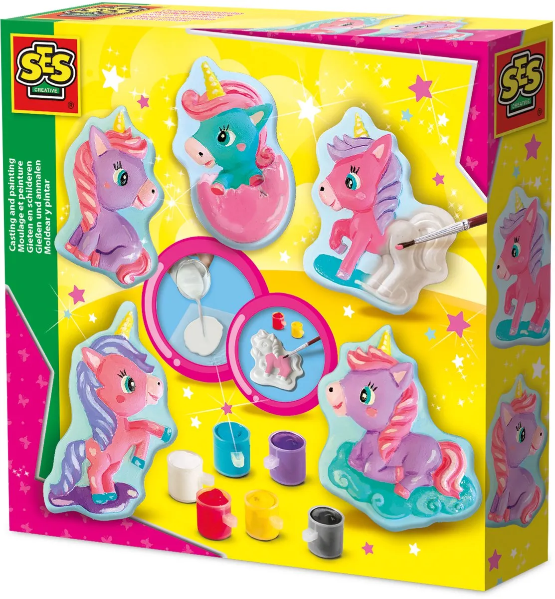 SES Creative Hobby Pink Gieten en Schilderen Baby Unicorns - 6 Kleuren Verf